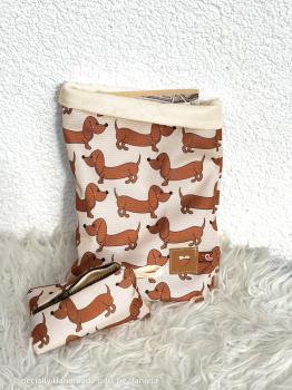 Preview: Outdoorstoff Happy Collection Dackel braun/hellbeige by Swafing von Cherry Picking